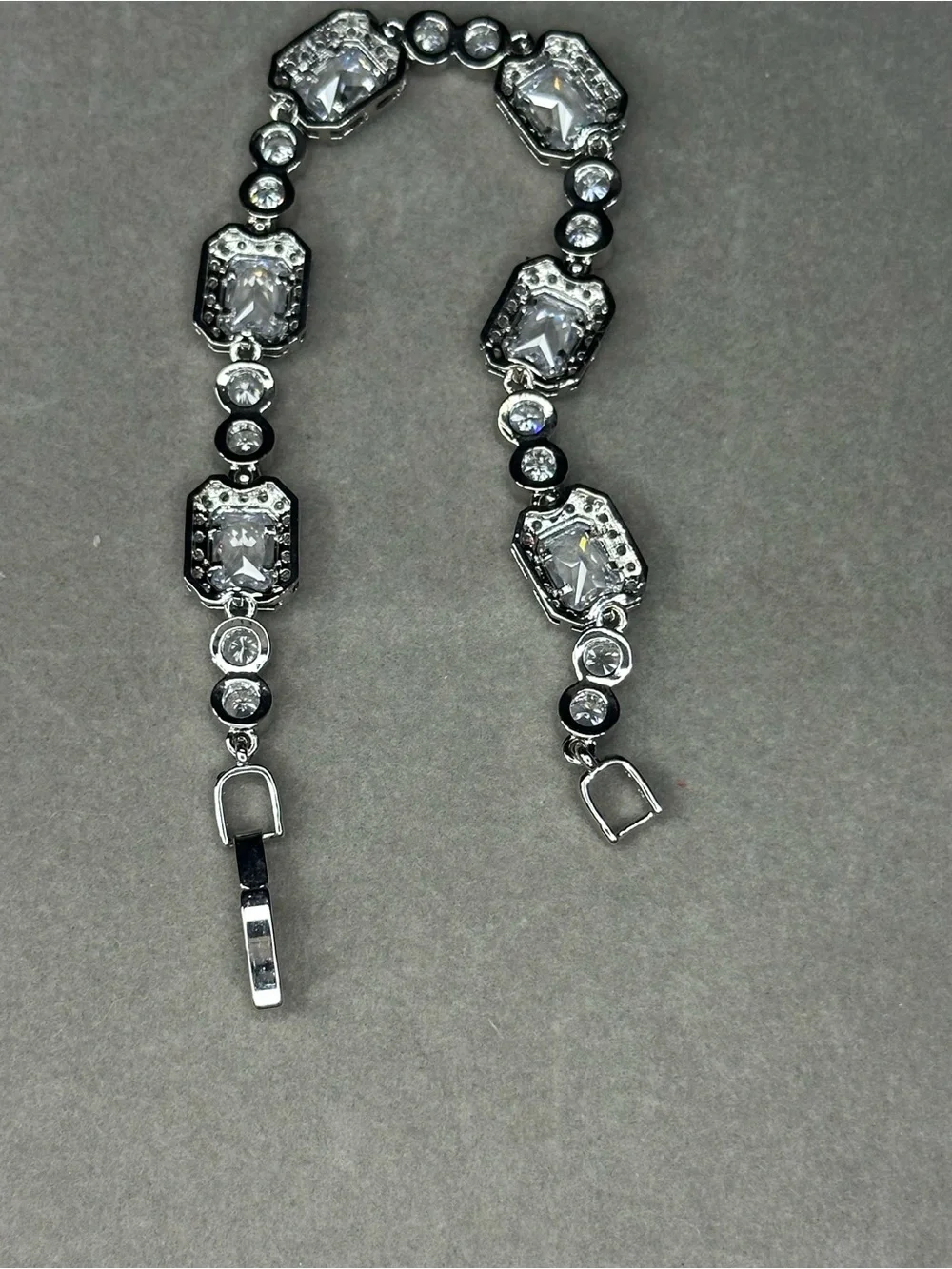 Silver-Tone Clear Crystal Link Bracelet - Women's Jewelry